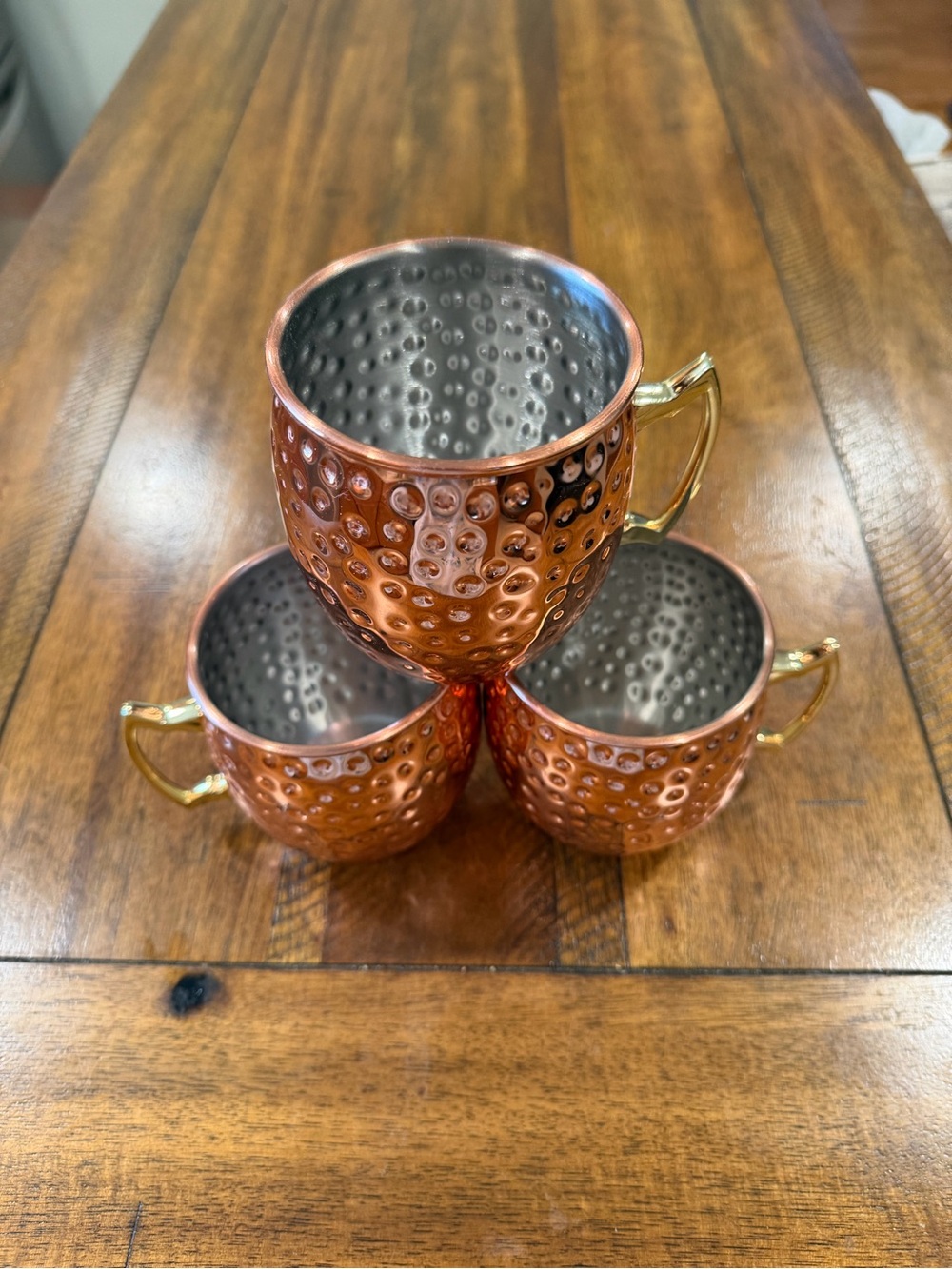 Hammered Copper Finish Moscow Mule Mug with Gold Handle - Copper